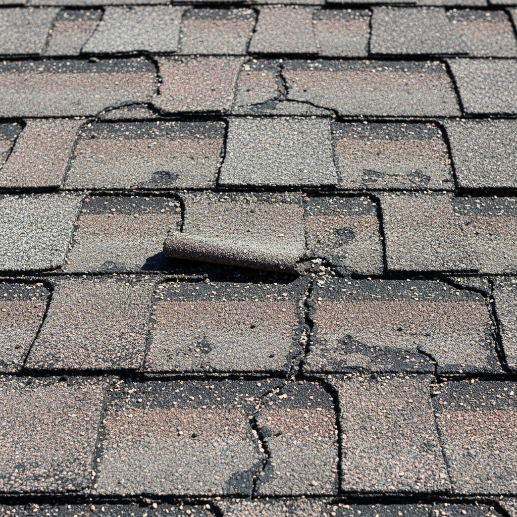 Aged and weathered roof shingles showing UV damage and granule loss common in Hemet California climate requiring roof replacement consideration