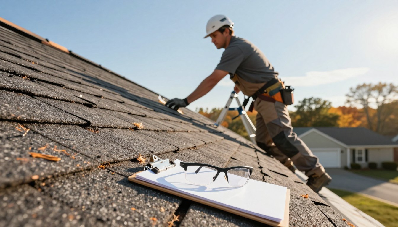 a roofer does maintenance on a home before rain season