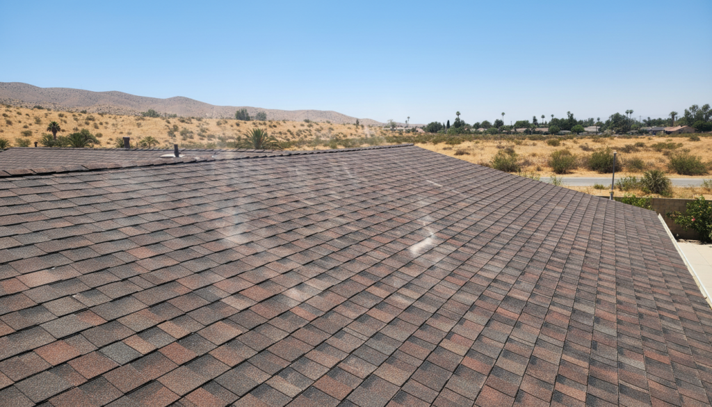 energy efficient roof withstanding intense Hemet California summer heat and UV exposure