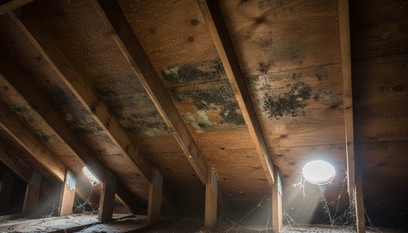 signs of poor roof ventilation in Hemet California home attic
