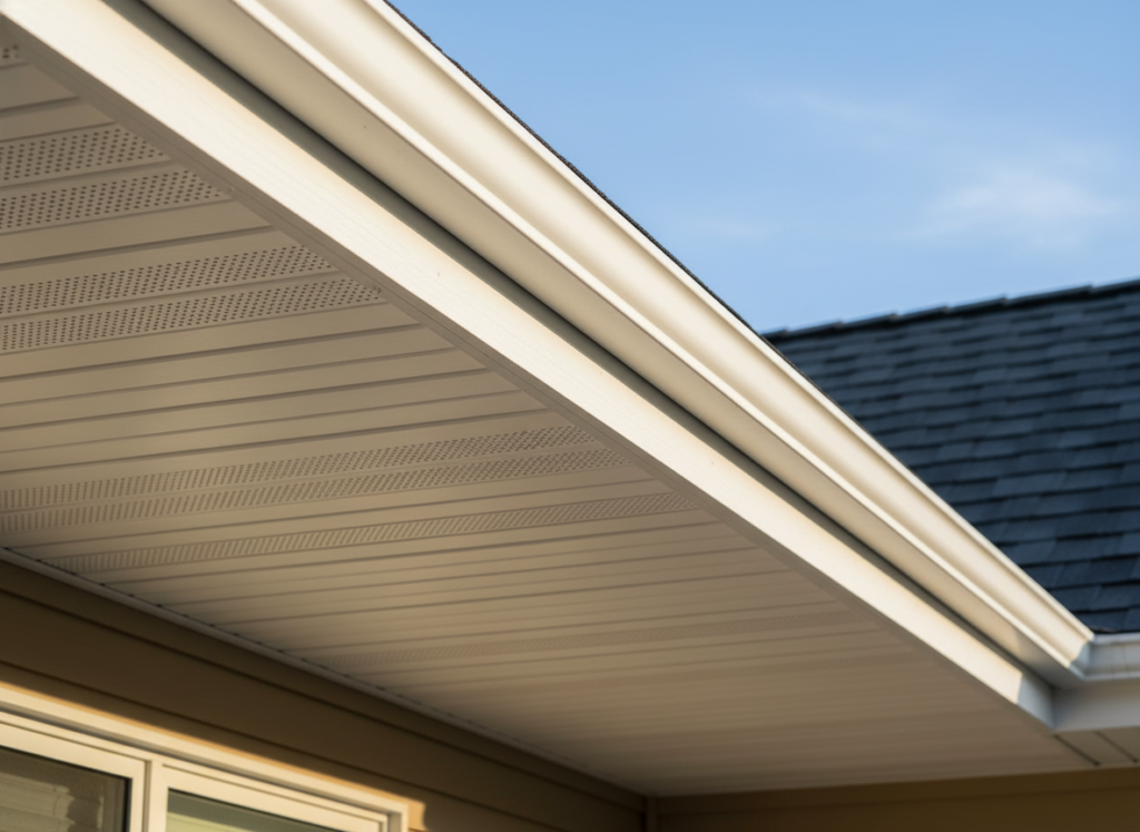 soffit vents providing intake airflow for attic ventilation system