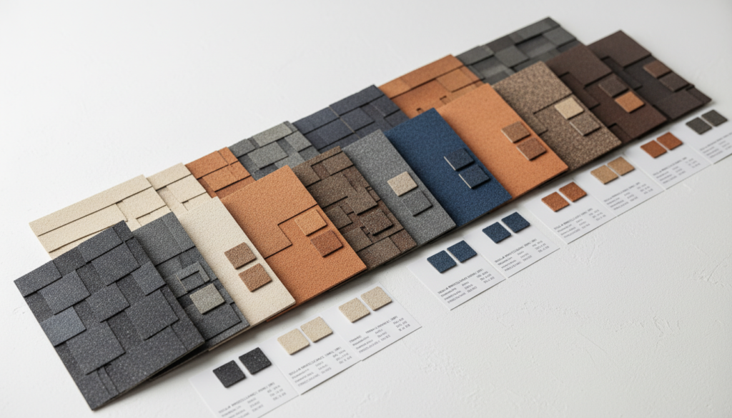 variety of energy efficient roof colors demonstrating modern cool roofing options