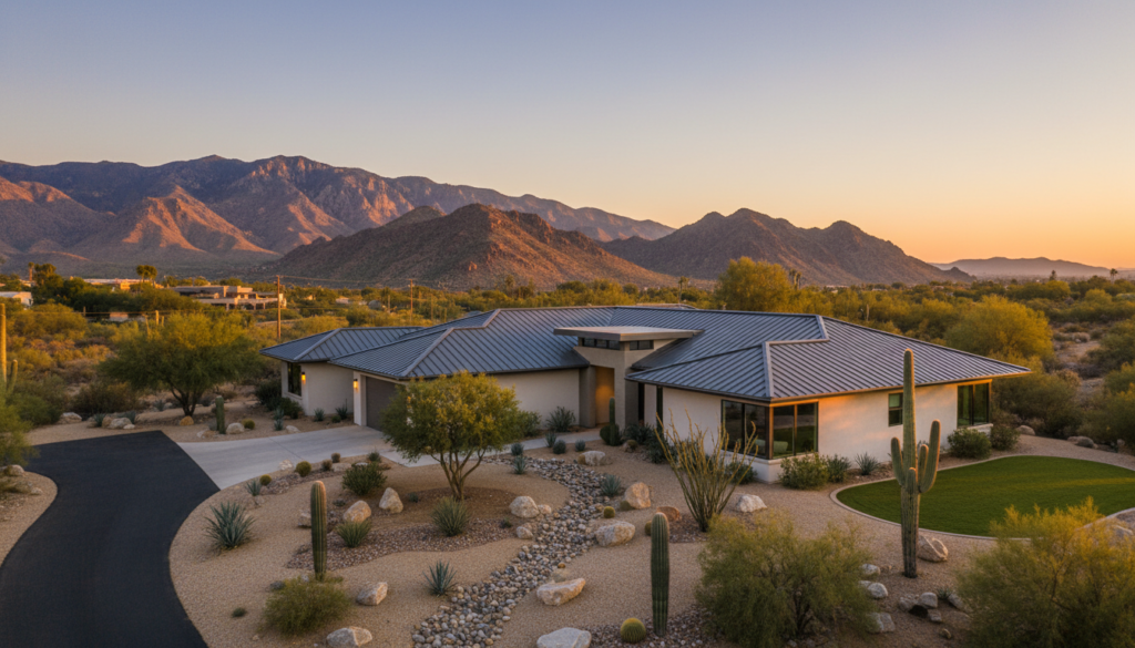 Modern residential home in Hemet with upgraded roofing system